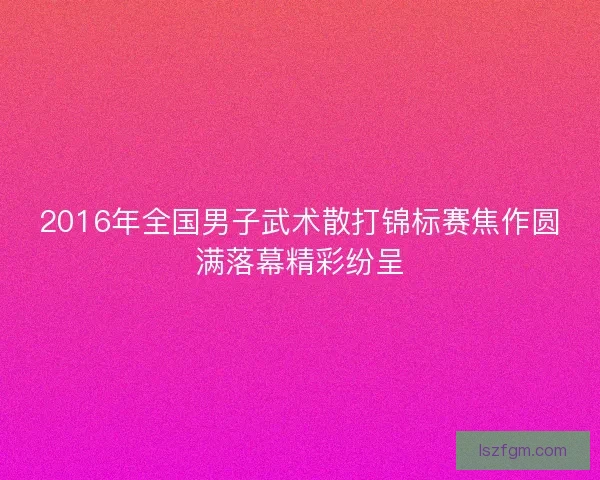 2016年全国男子武术散打锦标赛焦作圆满落幕精彩纷呈